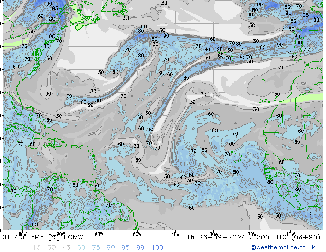 RV 700 hPa ECMWF do 26.09.2024 00 UTC