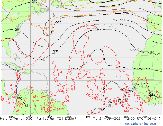 Z500/Rain (+SLP)/Z850 ECMWF Tu 24.09.2024 12 UTC