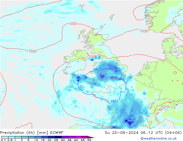 Z500/Rain (+SLP)/Z850 ECMWF Su 22.09.2024 12 UTC