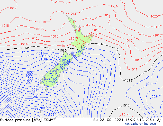 Surface pressure ECMWF Su 22.09.2024 18 UTC