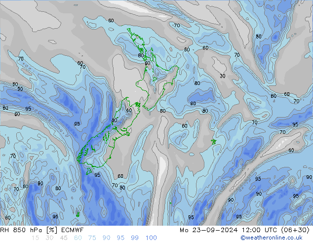 RV 850 hPa ECMWF ma 23.09.2024 12 UTC