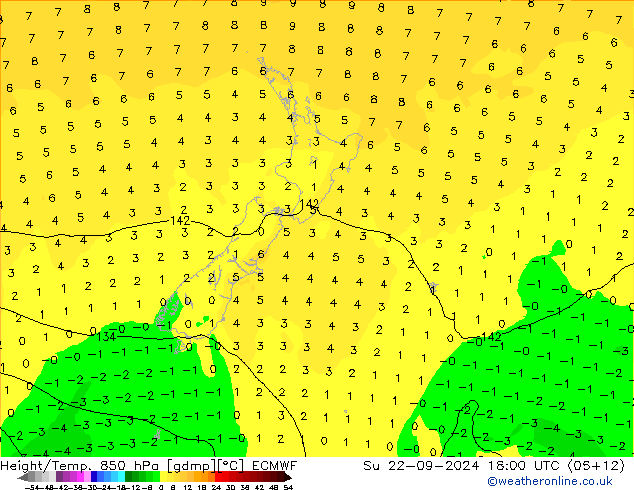 Z500/Rain (+SLP)/Z850 ECMWF Su 22.09.2024 18 UTC