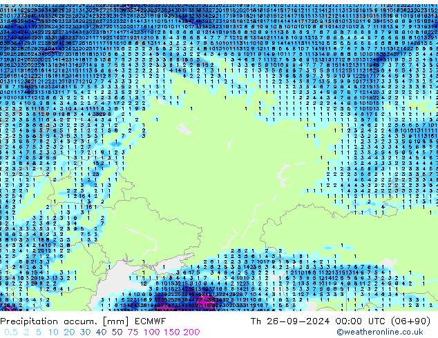 Precipitation accum. ECMWF Qui 26.09.2024 00 UTC