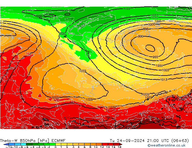 Theta-W 850hPa ECMWF Di 24.09.2024 21 UTC