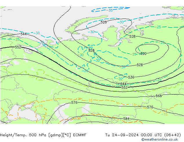 Z500/Rain (+SLP)/Z850 ECMWF mar 24.09.2024 00 UTC