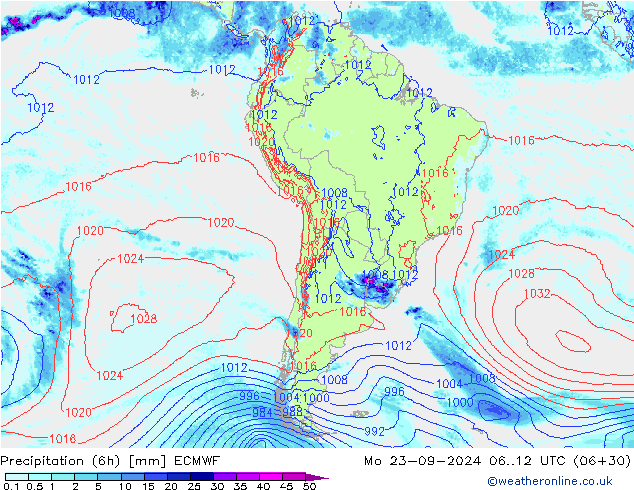 Z500/Rain (+SLP)/Z850 ECMWF Mo 23.09.2024 12 UTC