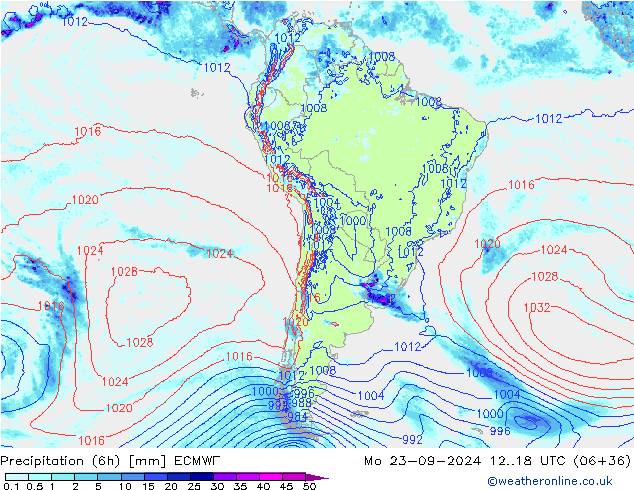 Z500/Yağmur (+YB)/Z850 ECMWF Pzt 23.09.2024 18 UTC