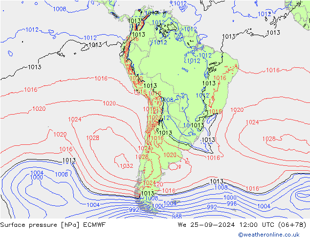 Luchtdruk (Grond) ECMWF wo 25.09.2024 12 UTC