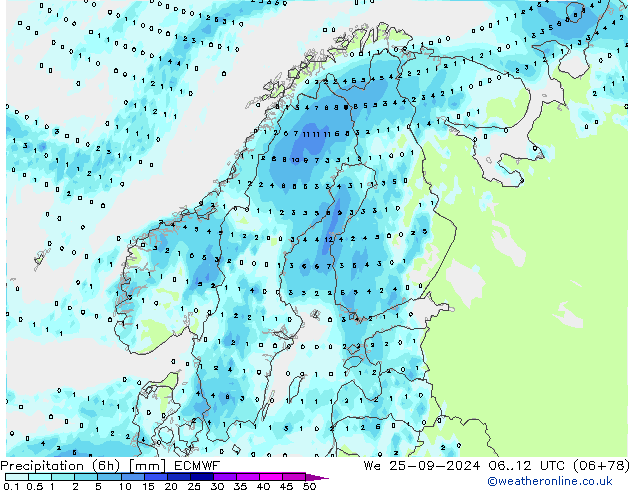 Z500/Rain (+SLP)/Z850 ECMWF ср 25.09.2024 12 UTC