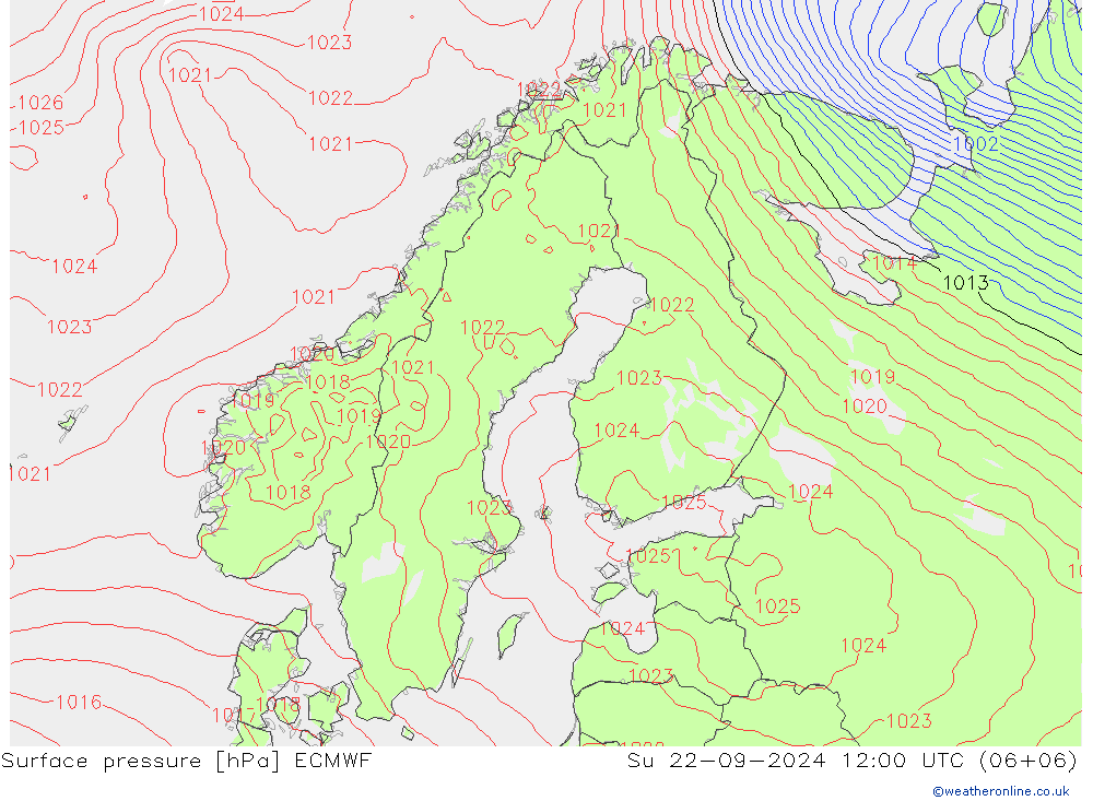 приземное давление ECMWF Вс 22.09.2024 12 UTC