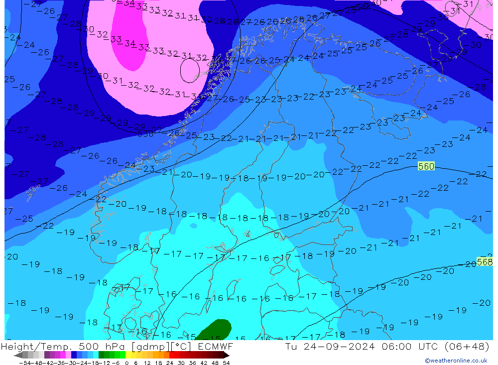 Z500/Rain (+SLP)/Z850 ECMWF Ter 24.09.2024 06 UTC