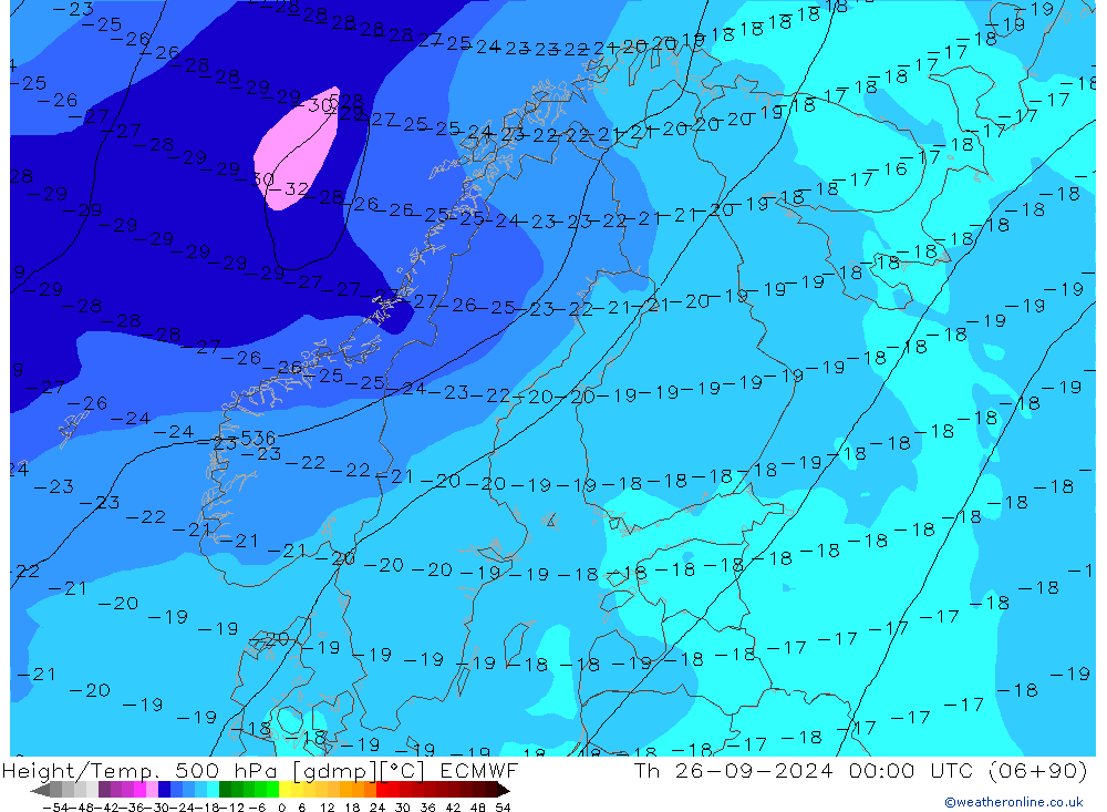 Z500/Rain (+SLP)/Z850 ECMWF Th 26.09.2024 00 UTC