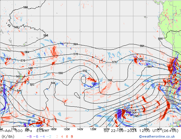 T-Adv. 500 hPa ECMWF Paz 22.09.2024 12 UTC