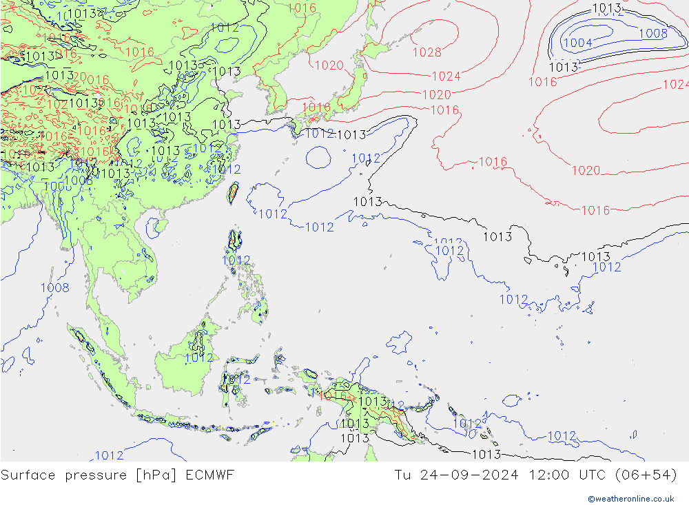 Pressione al suolo ECMWF mar 24.09.2024 12 UTC