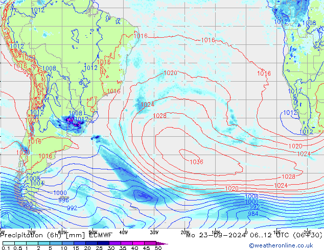 Z500/Rain (+SLP)/Z850 ECMWF lun 23.09.2024 12 UTC