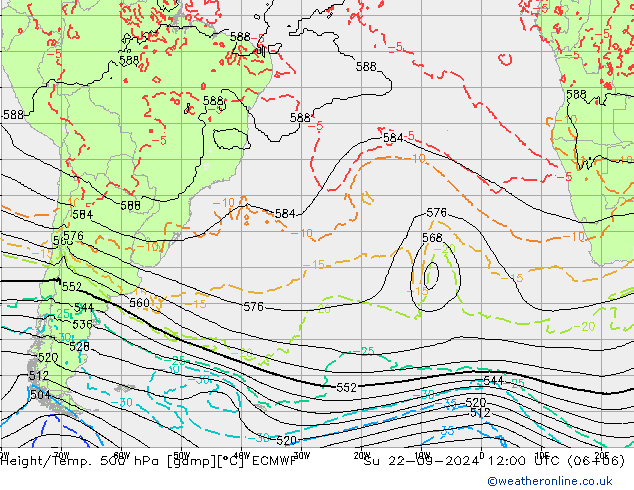 Z500/Rain (+SLP)/Z850 ECMWF Su 22.09.2024 12 UTC