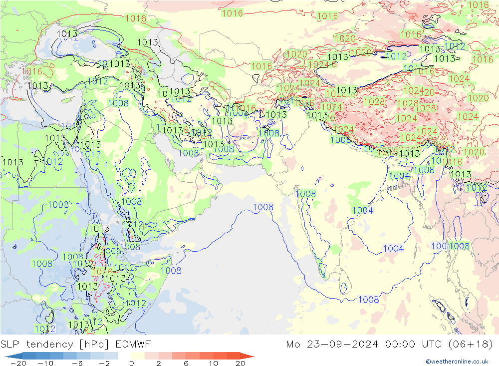 SLP tendency ECMWF Mo 23.09.2024 00 UTC