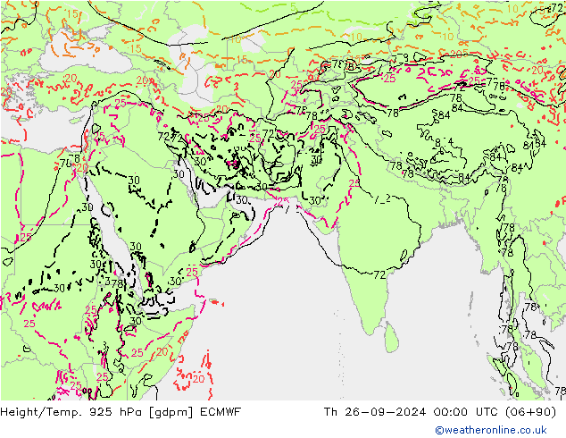 Height/Temp. 925 hPa ECMWF 星期四 26.09.2024 00 UTC