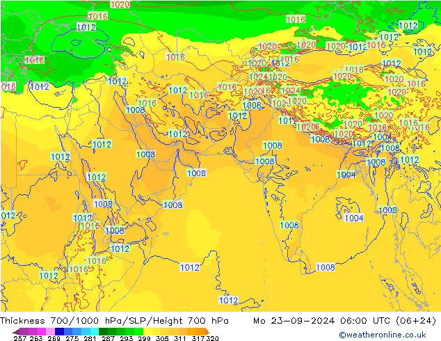 Dikte700-1000 hPa ECMWF ma 23.09.2024 06 UTC