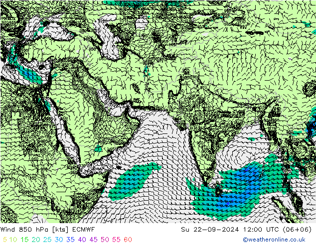 Wind 850 hPa ECMWF Su 22.09.2024 12 UTC