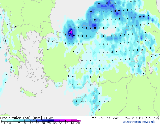 Z500/Rain (+SLP)/Z850 ECMWF Mo 23.09.2024 12 UTC