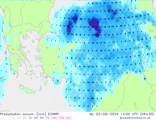 Toplam Yağış ECMWF Pzt 23.09.2024 12 UTC