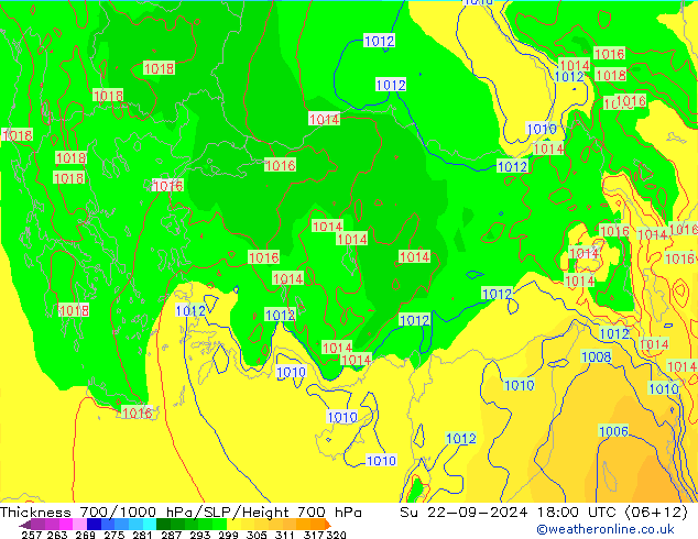 Thck 700-1000 hPa ECMWF Su 22.09.2024 18 UTC