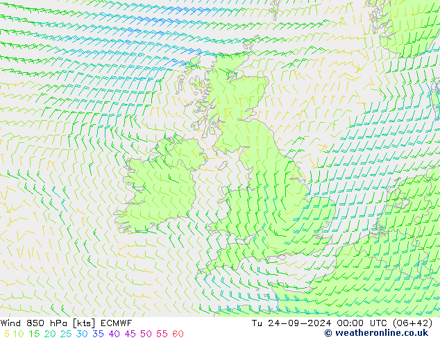 Wind 850 hPa ECMWF Di 24.09.2024 00 UTC