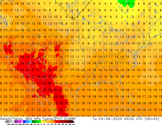 Z500/Rain (+SLP)/Z850 ECMWF wto. 24.09.2024 00 UTC