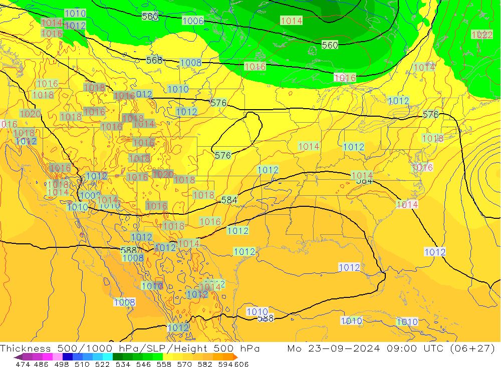 Dikte 500-1000hPa ECMWF ma 23.09.2024 09 UTC