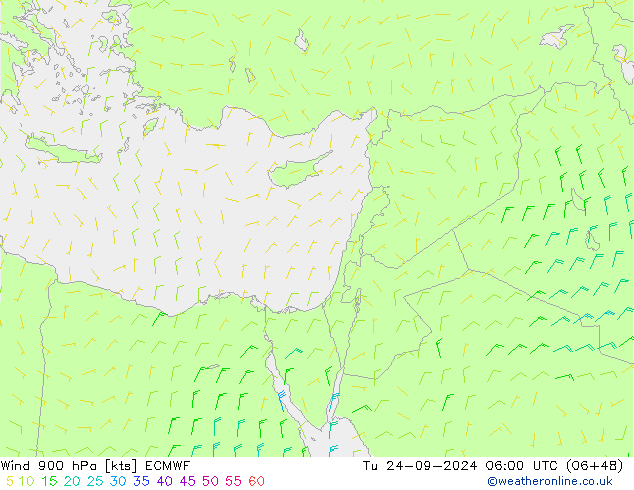 Wind 900 hPa ECMWF Tu 24.09.2024 06 UTC