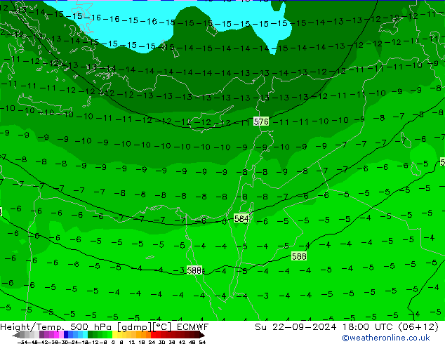 Z500/Yağmur (+YB)/Z850 ECMWF Paz 22.09.2024 18 UTC