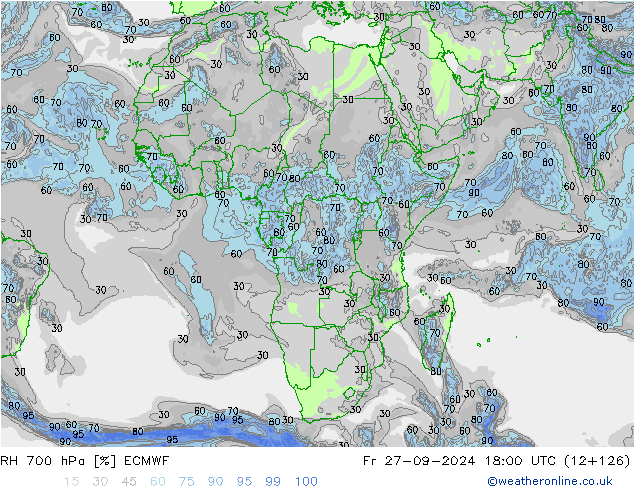 RH 700 hPa ECMWF Fr 27.09.2024 18 UTC