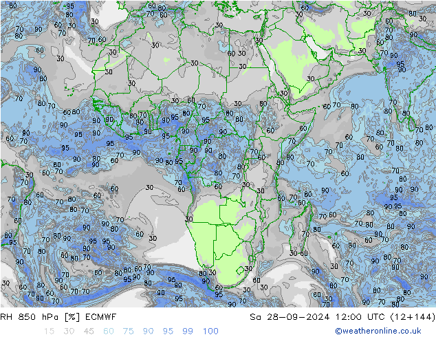 RH 850 hPa ECMWF So 28.09.2024 12 UTC