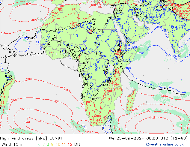 Windvelden ECMWF wo 25.09.2024 00 UTC