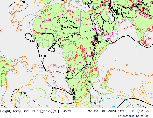 Height/Temp. 850 hPa ECMWF Mo 23.09.2024 15 UTC