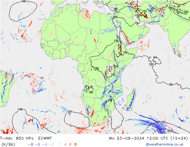 T-Adv. 850 hPa ECMWF Mo 23.09.2024 12 UTC