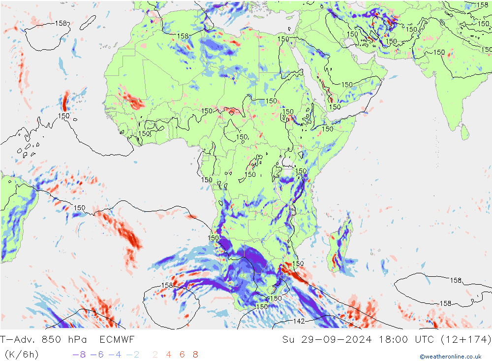 T-Adv. 850 hPa ECMWF Su 29.09.2024 18 UTC