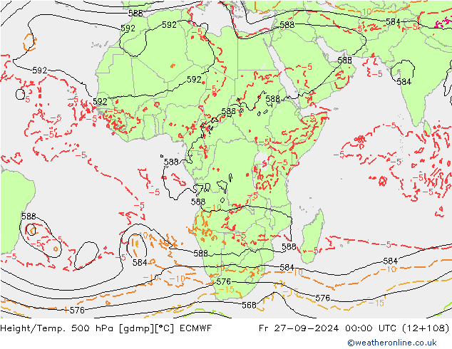 Z500/Yağmur (+YB)/Z850 ECMWF Cu 27.09.2024 00 UTC