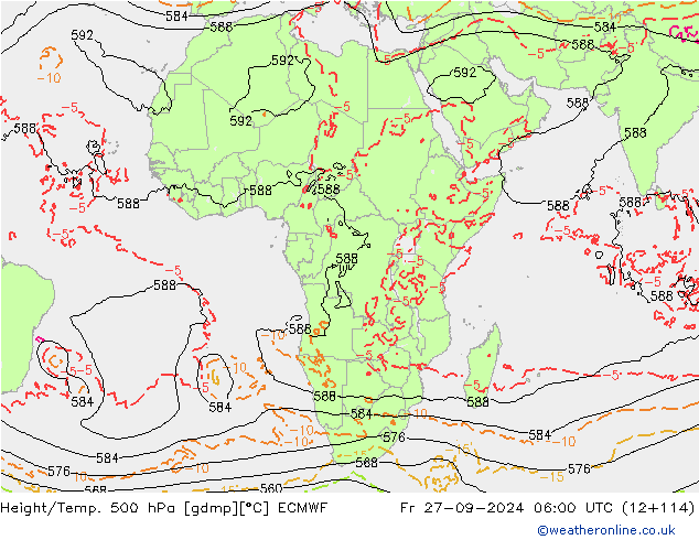 Z500/Rain (+SLP)/Z850 ECMWF Fr 27.09.2024 06 UTC