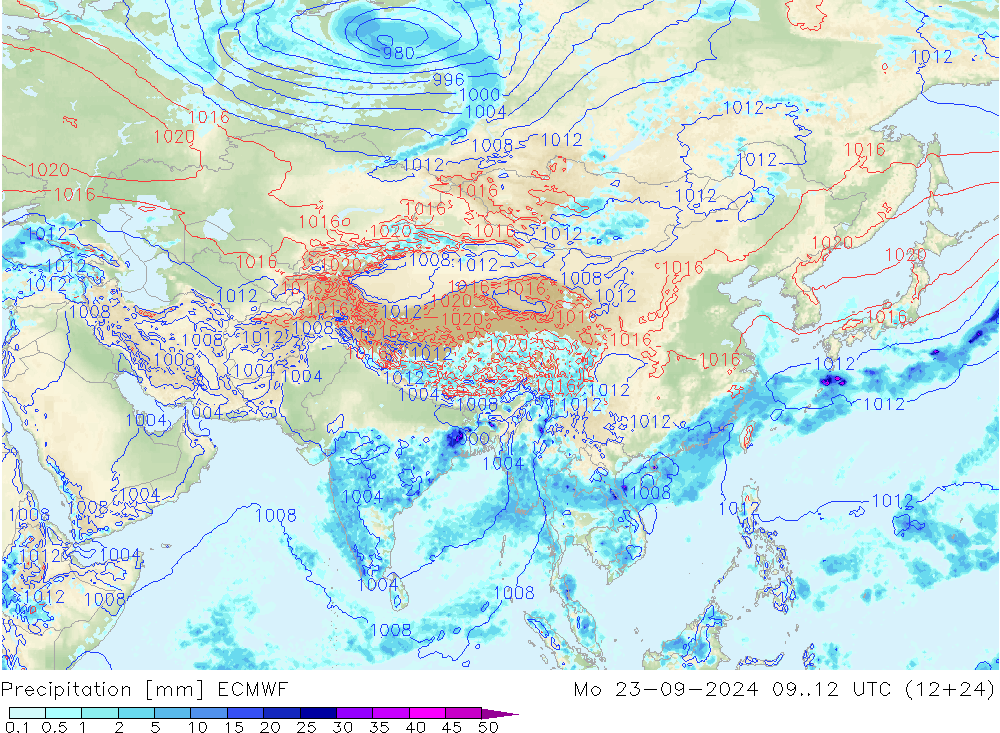 Yağış ECMWF Pzt 23.09.2024 12 UTC