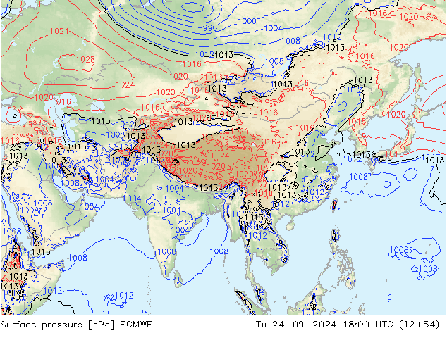 Luchtdruk (Grond) ECMWF di 24.09.2024 18 UTC