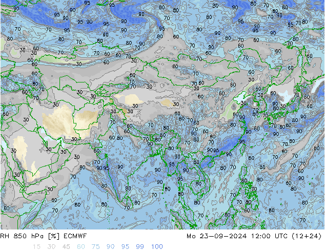 850 hPa Nispi Nem ECMWF Pzt 23.09.2024 12 UTC