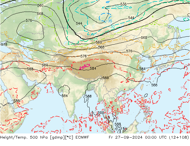 Z500/Rain (+SLP)/Z850 ECMWF ven 27.09.2024 00 UTC