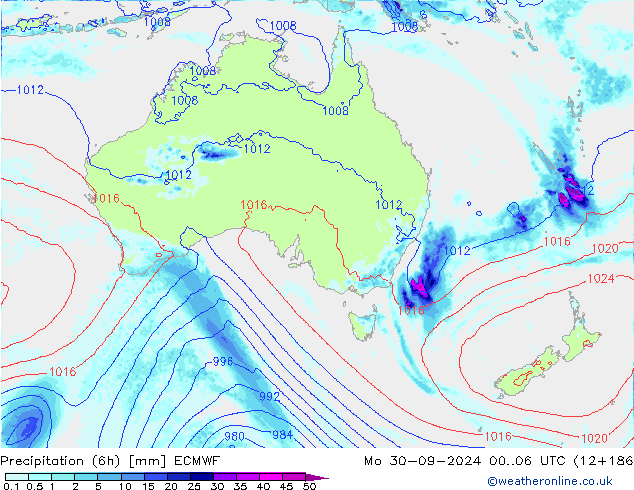 Yağış (6h) ECMWF Pzt 30.09.2024 06 UTC