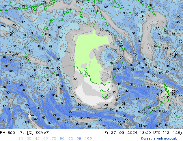 RV 850 hPa ECMWF vr 27.09.2024 18 UTC