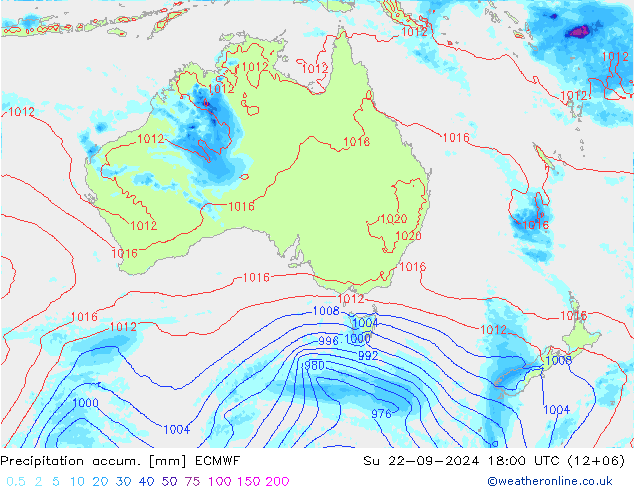 Toplam Yağış ECMWF Paz 22.09.2024 18 UTC