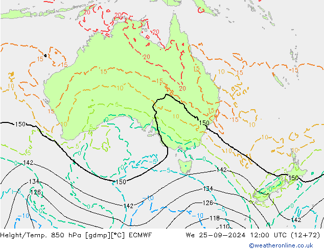 Z500/Rain (+SLP)/Z850 ECMWF  25.09.2024 12 UTC