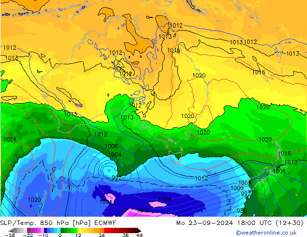 SLP/Temp. 850 hPa ECMWF lun 23.09.2024 18 UTC