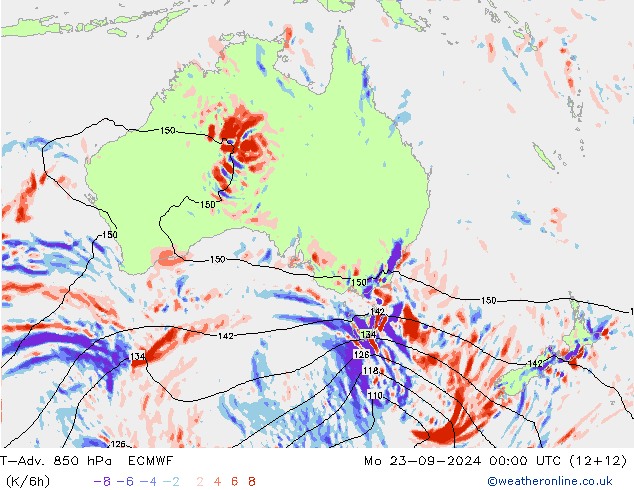 T-Adv. 850 hPa ECMWF Mo 23.09.2024 00 UTC